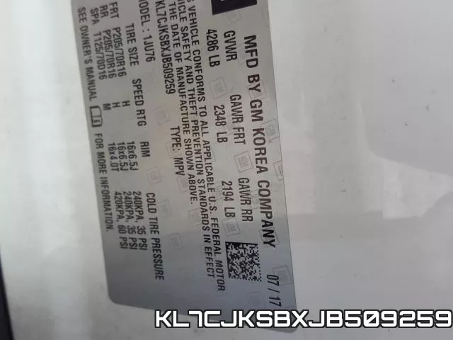 KL7CJKSBXJB509259 фото 2