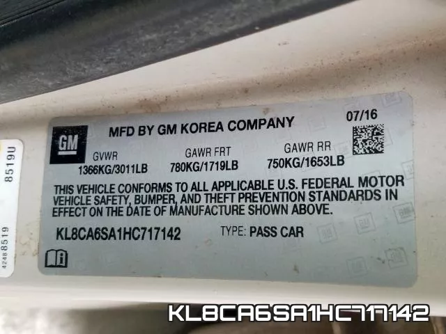 KL8CA6SA1HC717142 фото 2
