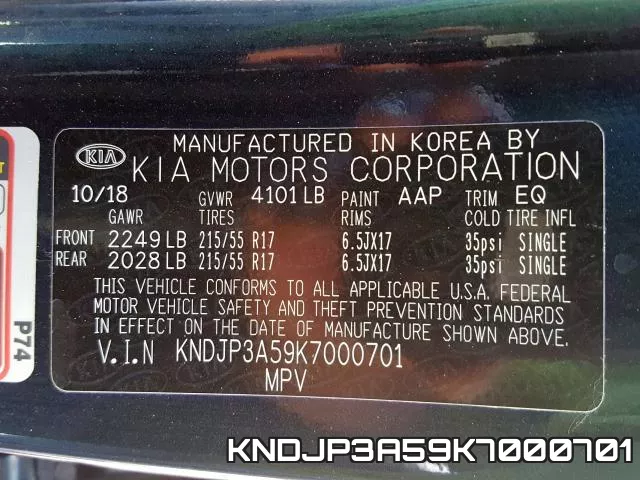 KNDJP3A59K7000701 фото 2