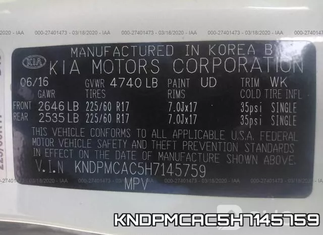 KNDPMCAC5H7145759 фото 10