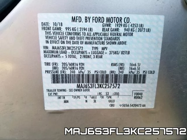 MAJ6S3FL3KC257572 фото 2