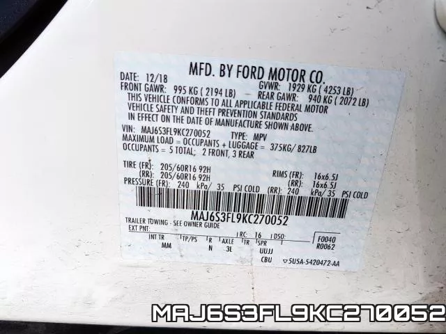 MAJ6S3FL9KC270052 фото 2