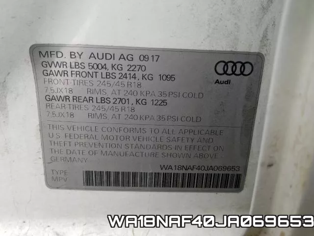 WA18NAF40JA069653 фото 2
