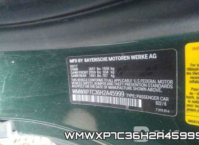 WMWXP7C36H2A45999 фото 10