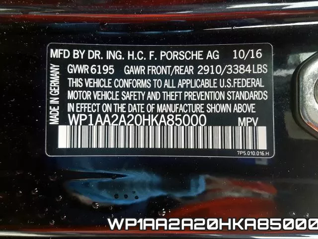 WP1AA2A20HKA85000 фото 2