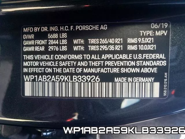 WP1AB2A59KLB33926 фото 2