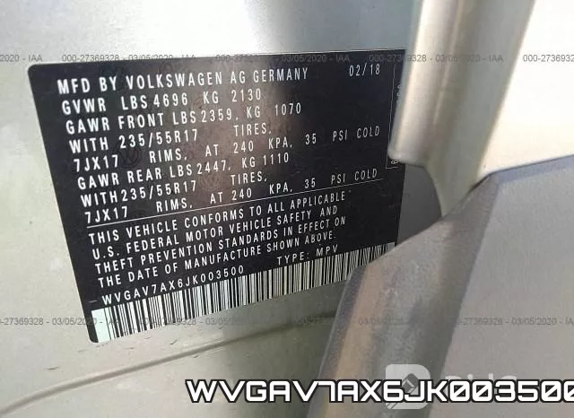 WVGAV7AX6JK003500 фото 10
