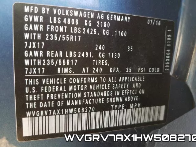 WVGRV7AX1HW508270 фото 2