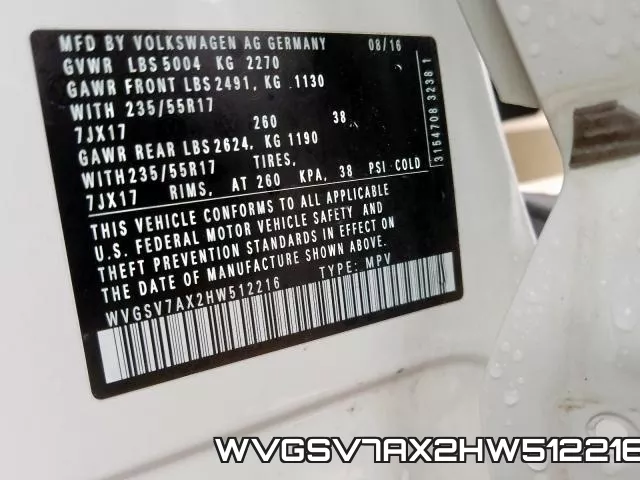 WVGSV7AX2HW512216 фото 2
