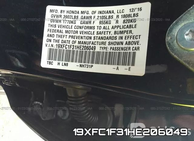 19XFC1F31HE206049 фото 10