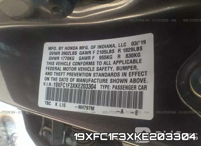 19XFC1F3XKE203304 фото 10