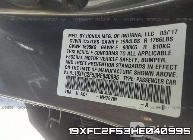 19XFC2F53HE040995 фото 10