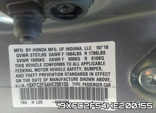 19XFC2F54HE200155 фото 10