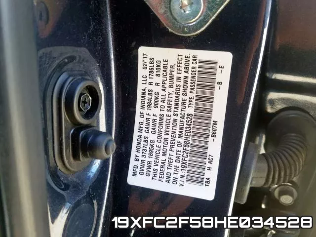 19XFC2F58HE034528 фото 2