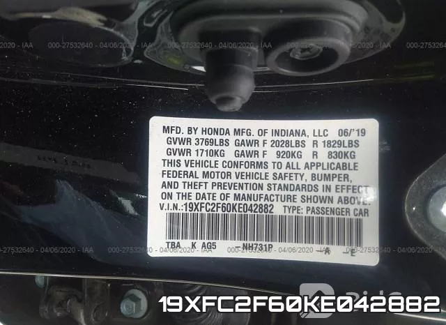 19XFC2F60KE042882 фото 10