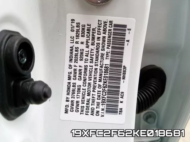 19XFC2F62KE018681 фото 2