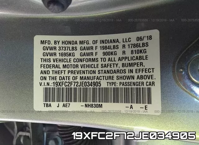 19XFC2F72JE034905 фото 10