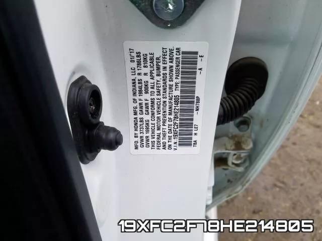 19XFC2F78HE214805 фото 2