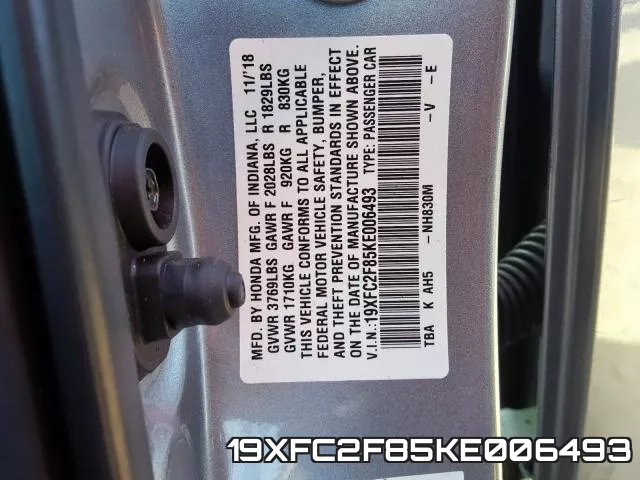 19XFC2F85KE006493 фото 2