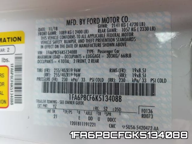1FA6P8CFGK5134088 фото 2