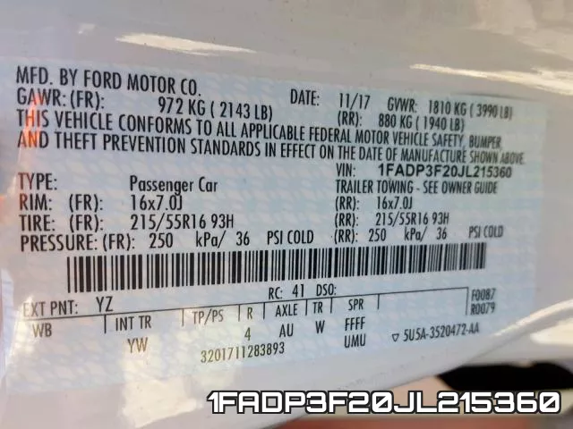 1FADP3F20JL215360 фото 2