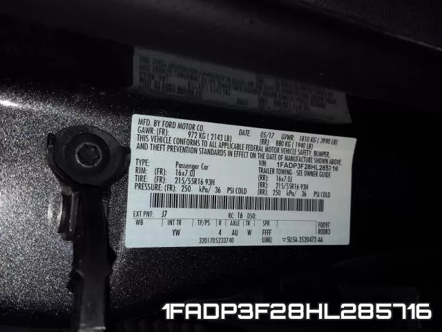 1FADP3F28HL285716 фото 2