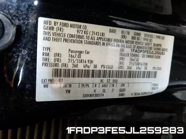 1FADP3FE5JL259283 фото 2