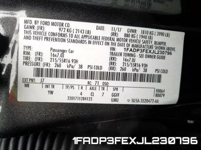 1FADP3FEXJL230796 фото 2