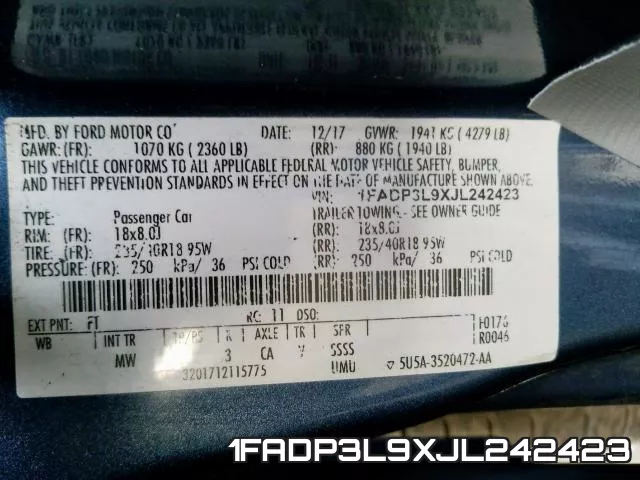 1FADP3L9XJL242423 фото 2