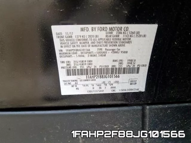 1FAHP2F88JG101566 фото 2