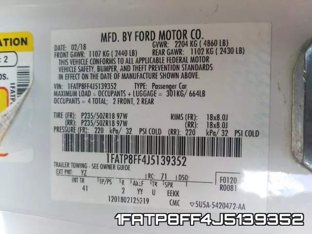 1FATP8FF4J5139352 фото 2