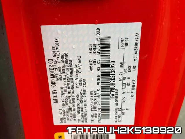 1FATP8UH2K5138920 фото 2