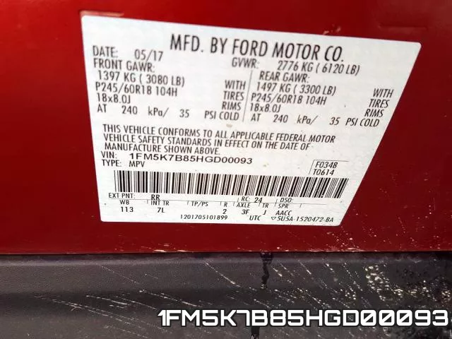 1FM5K7B85HGD00093 фото 2