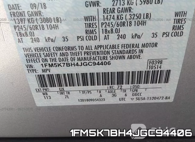 1FM5K7BH4JGC94406 фото 10