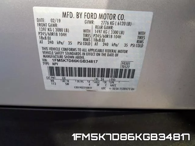 1FM5K7D86KGB34817 фото 2