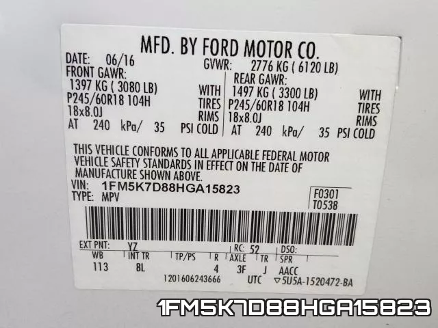 1FM5K7D88HGA15823 фото 2