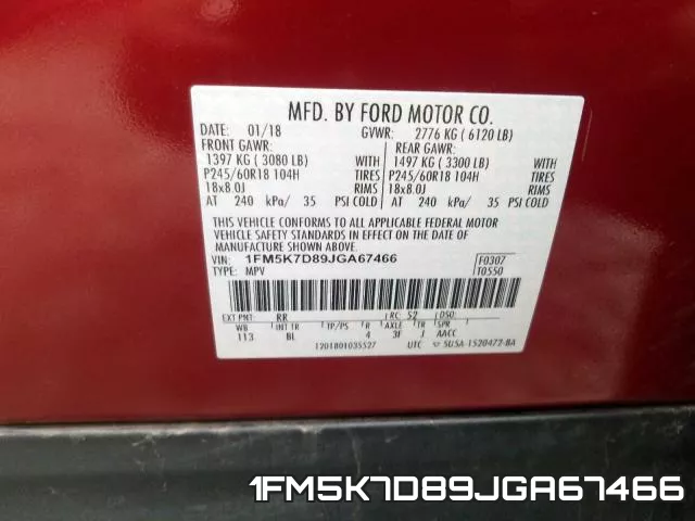 1FM5K7D89JGA67466 фото 2