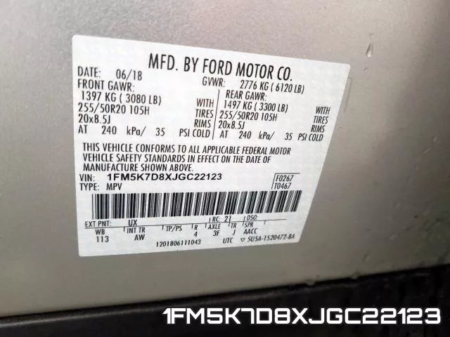 1FM5K7D8XJGC22123 фото 2