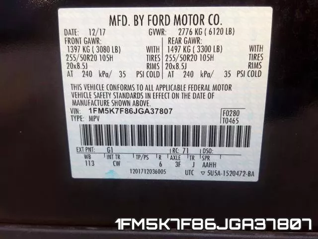 1FM5K7F86JGA37807 фото 2
