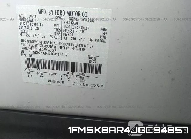 1FM5K8AR4JGC94857 фото 10
