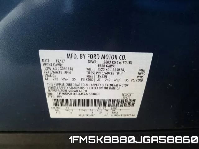 1FM5K8B80JGA58860 фото 2