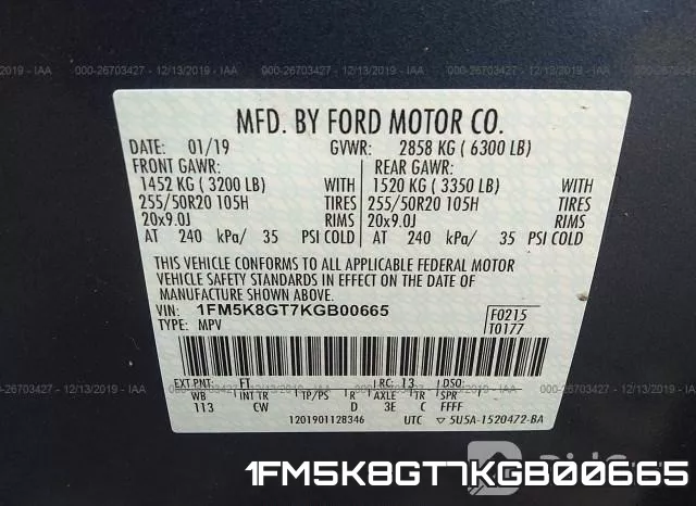 1FM5K8GT7KGB00665 фото 10