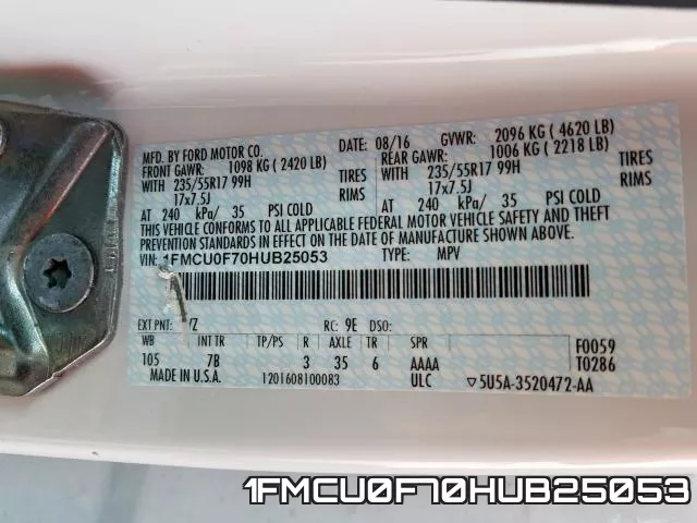 1FMCU0F70HUB25053 фото 2