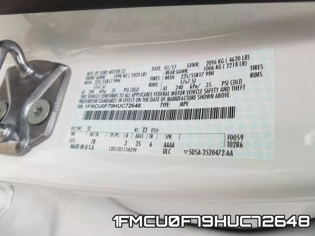 1FMCU0F79HUC72648 фото 2