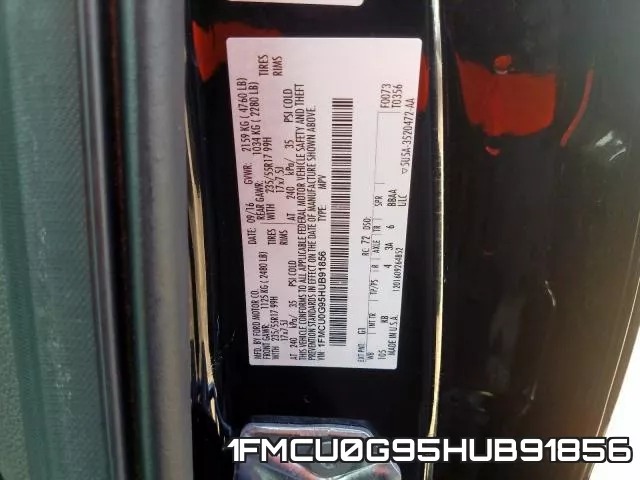 1FMCU0G95HUB91856 фото 2