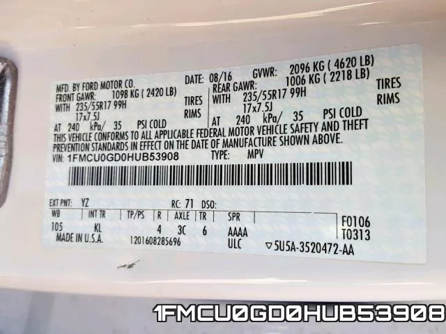 1FMCU0GD0HUB53908 фото 2