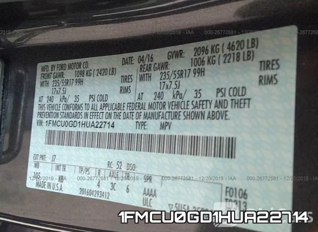 1FMCU0GD1HUA22714 фото 10