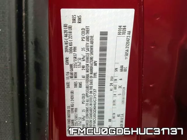 1FMCU0GD6HUC31737 фото 2