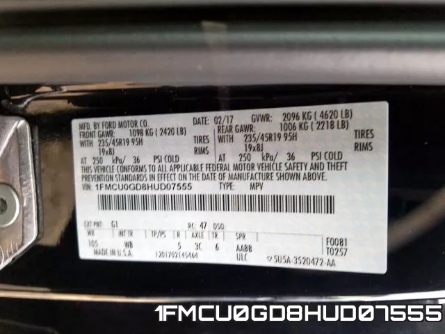1FMCU0GD8HUD07555 фото 2