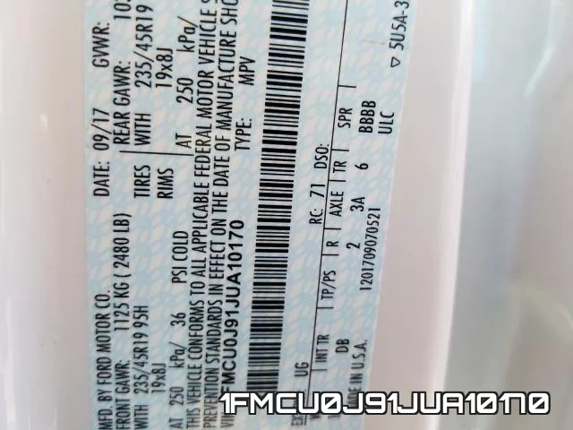1FMCU0J91JUA10170 фото 2